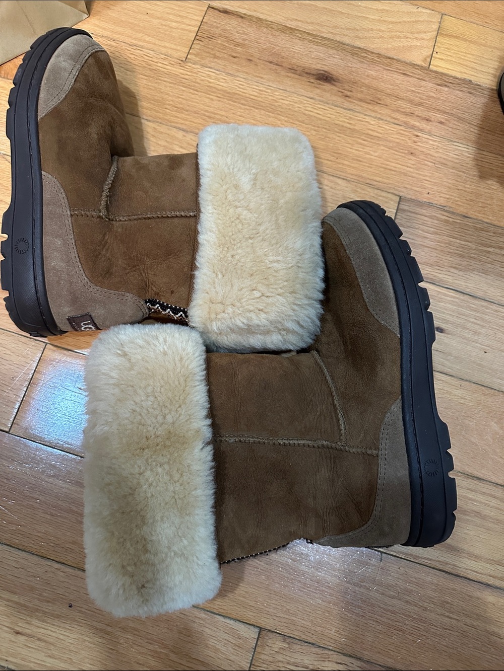 UGG Chestnut Suede Shearling Cuff Boot